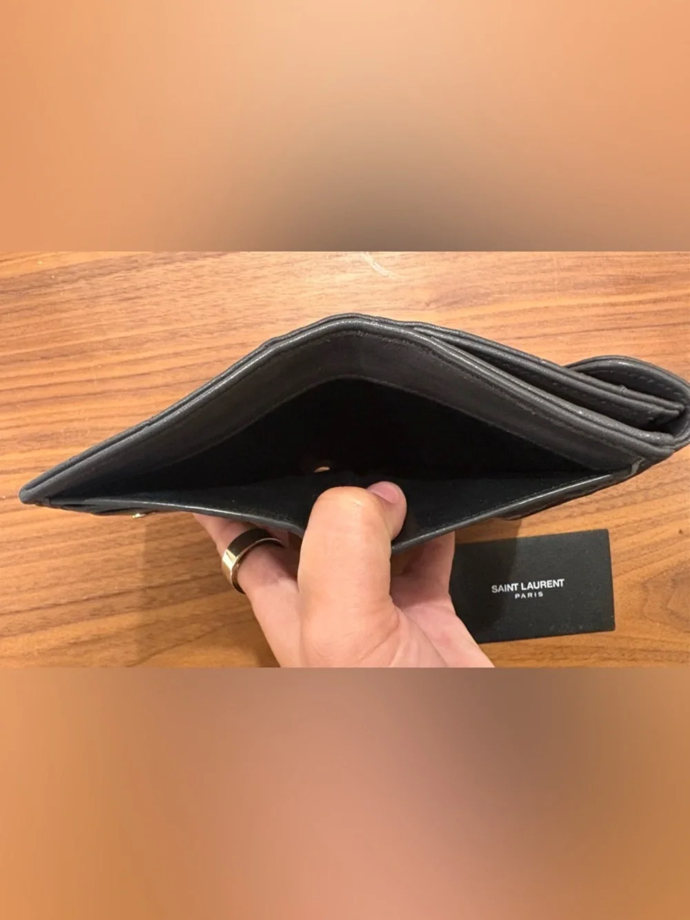 Saint Laurent Paris YSL Logo Bifold Wallet with Stitching
